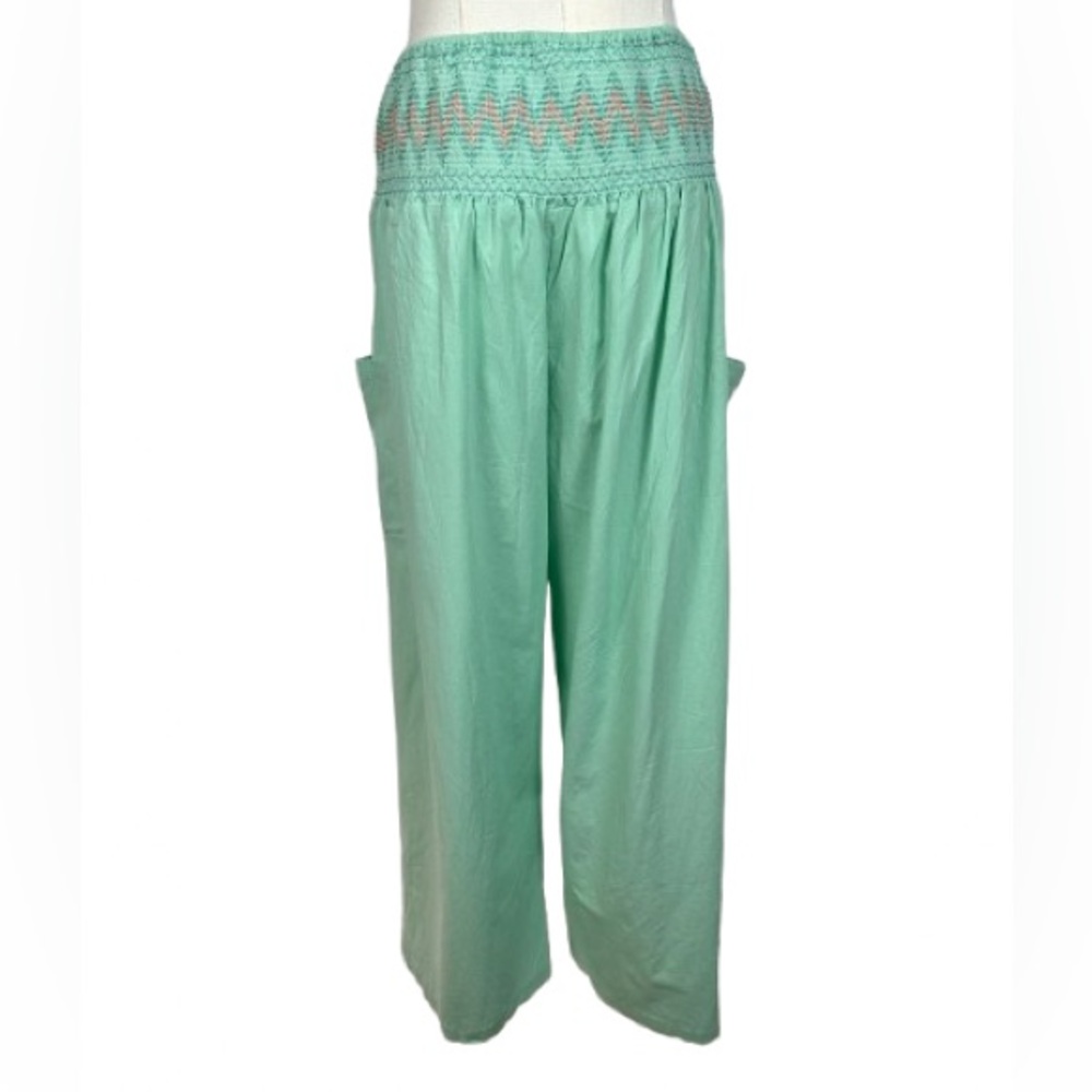Cupshe Mint Green Wide Leg Smocked Waist Pants - Picture 3 of 6